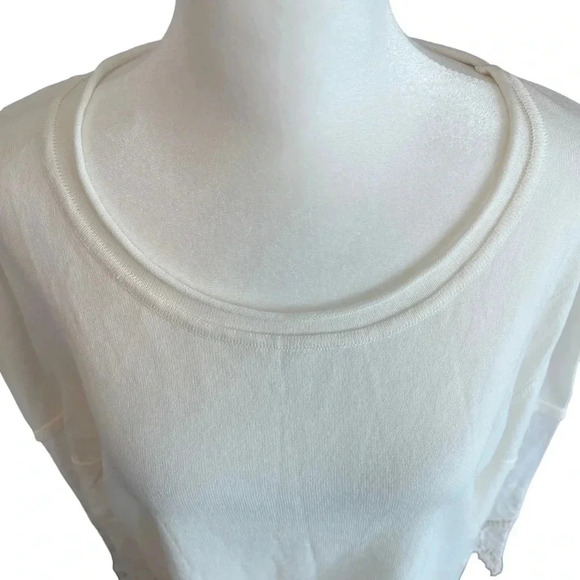 PATRIZIA LUCA MILANO long embroidered sleeve sheer waist - cream top size XL - Picture 3 of 14